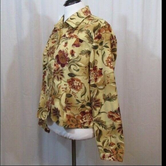 Coldwater Creek Floral Light Weight 100% Cotton Jacket S - Picture 3 of 5